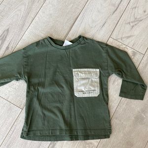 ✨3/$15✨ Zara boys long sleeve green shirt with pocket